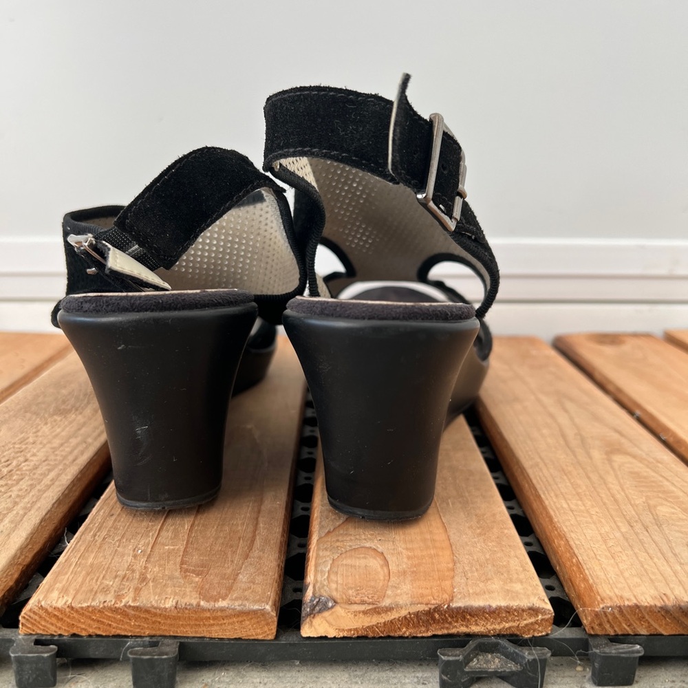 BROWNS Black Wedge Sandal with Ankle Strap - Picture 7 of 10
